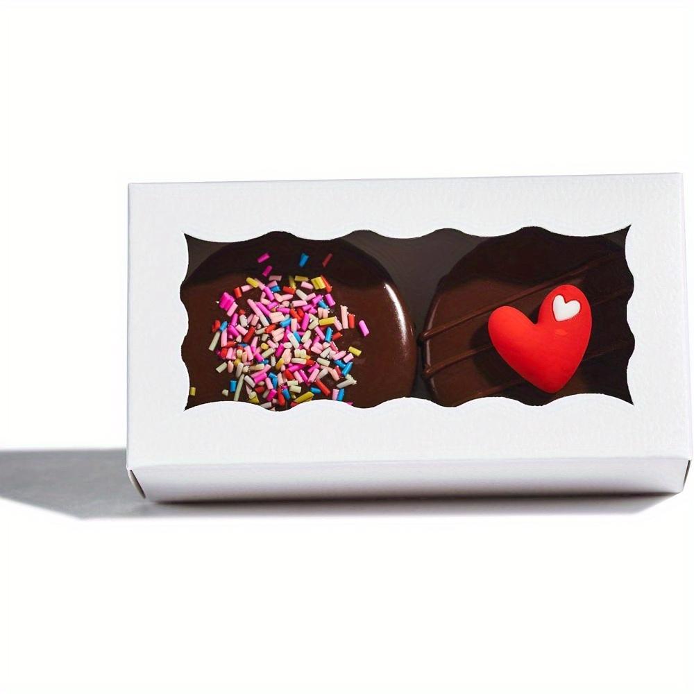25pcs Gift Packing Box Mini Cookie Boxes with Clear Window White Kraft Paper Gift Boxes Bakery Boxes for 2 Macaron Treats Pastry