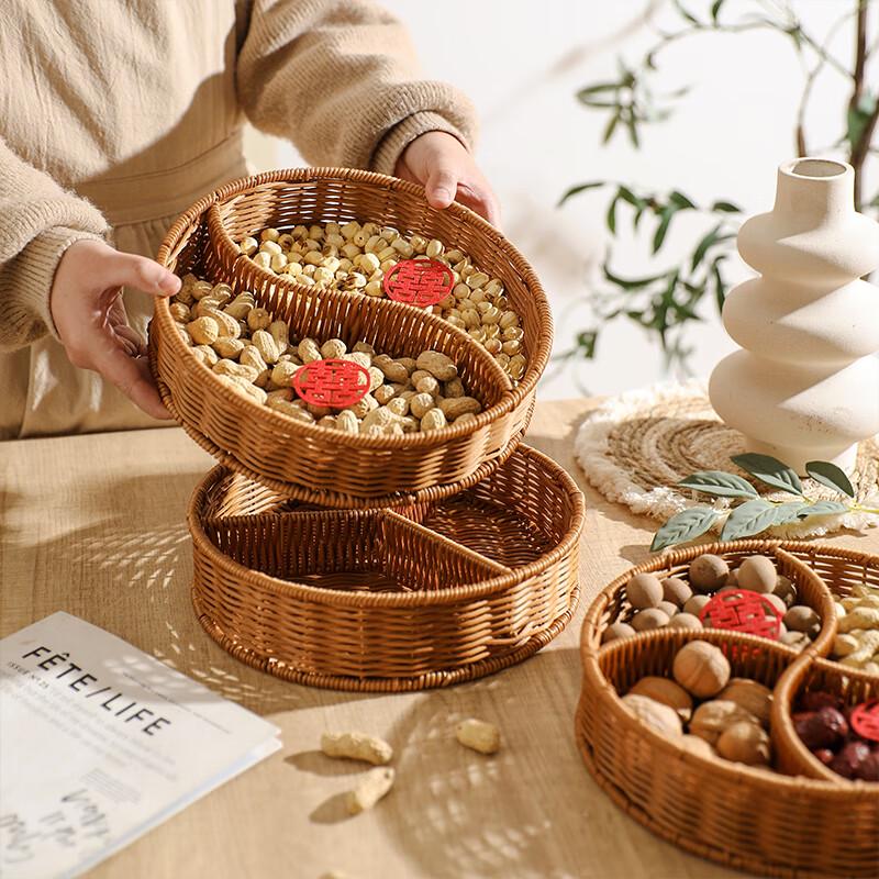 Japanese Style Imitation Rattan Compartmentalized Snack Tray