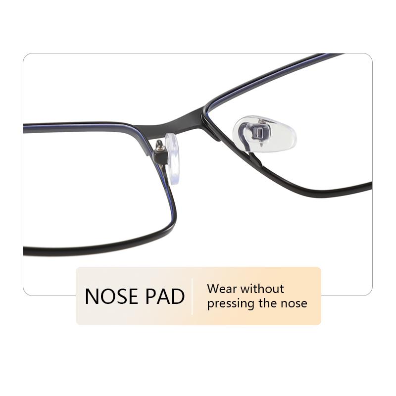 3PCS Men Square-shaped Metal Large Glass Frame Spring Leg Elderly Near Sight Eyewear Blue Lightweight Filtering Eye Shielding Glasses
