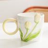 Ins High Value Tulip Mug Niche Design Sense Ceramic Cup for Girls Drinking Water Cup Coffee Cup for Home Use