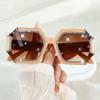 Large Square Women's Luxury Rhinestone Fashion Gradient Darkening Props Makeup Fashion SunGlasses