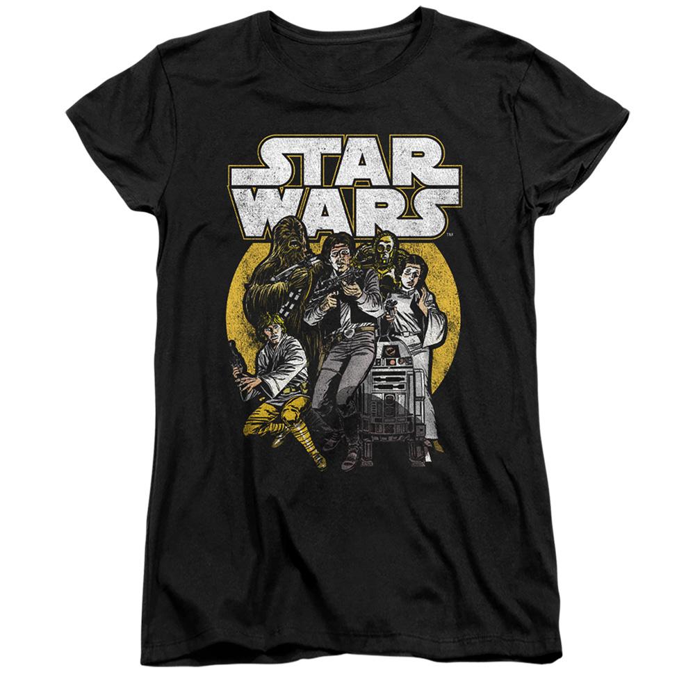 STAR WARS Womens/Ladies Retro Comic Fitted T-Shirt