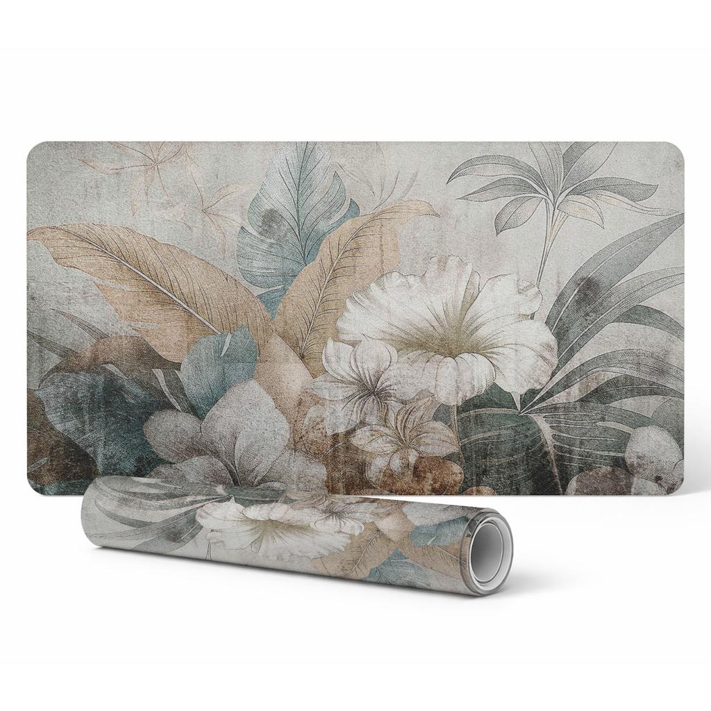 Anti-Slip Desk Mat with Vintage Floral Graphic Pattern 90x45 cm