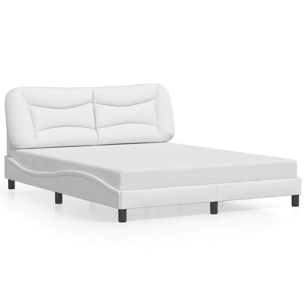 Bed Frame without Mattress Hvar White 160x200 cm Faux Leather