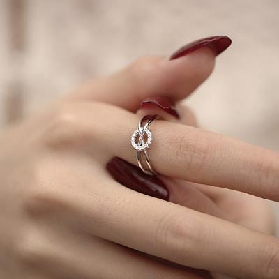 Flash Diamant Hohlring Linienring Licht Luxus Nische Geometrisch Schlichter Ring Kreuzring Offener Verstellbarer Ring