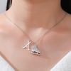 My Shape Colorful Rhinestone Ice Skate Shoes Pendant Necklace Hockey Charm Chains For Women Sports Fan Birthday Jewelry Gift