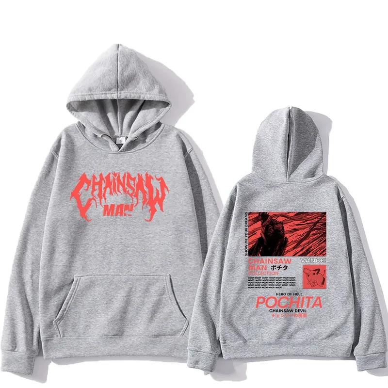 Men's Popular Chainsaw Hooded Sweatshirt Printed Hoodie Long Sleeved Top Cartoon Print Gothic Streetwear
