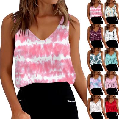 Γυναικείες μπλούζες με σατέν φανελάκι V λαιμόκοψη Casual Cami αμάνικο μπλούζες καμισόλε Καλοκαιρινό βασικό πουκάμισο ντεγκραντέ