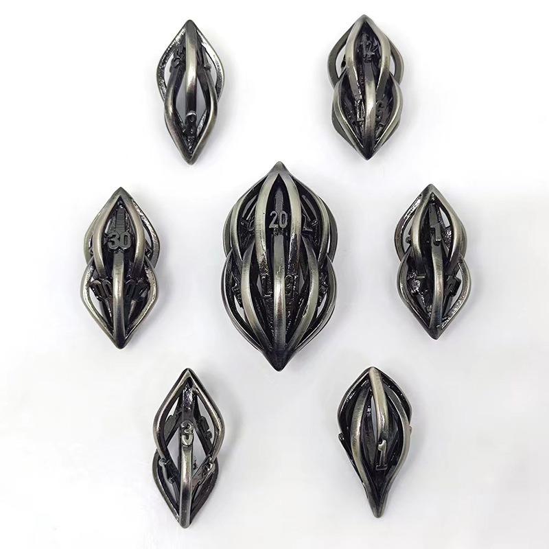 Dungeons and Dragons Dice Hollow Metal Dice D&D Polyhedral Cool RPG Dice for Role Playing D&D Gift D20 D12 D10 D8 D6 D4
