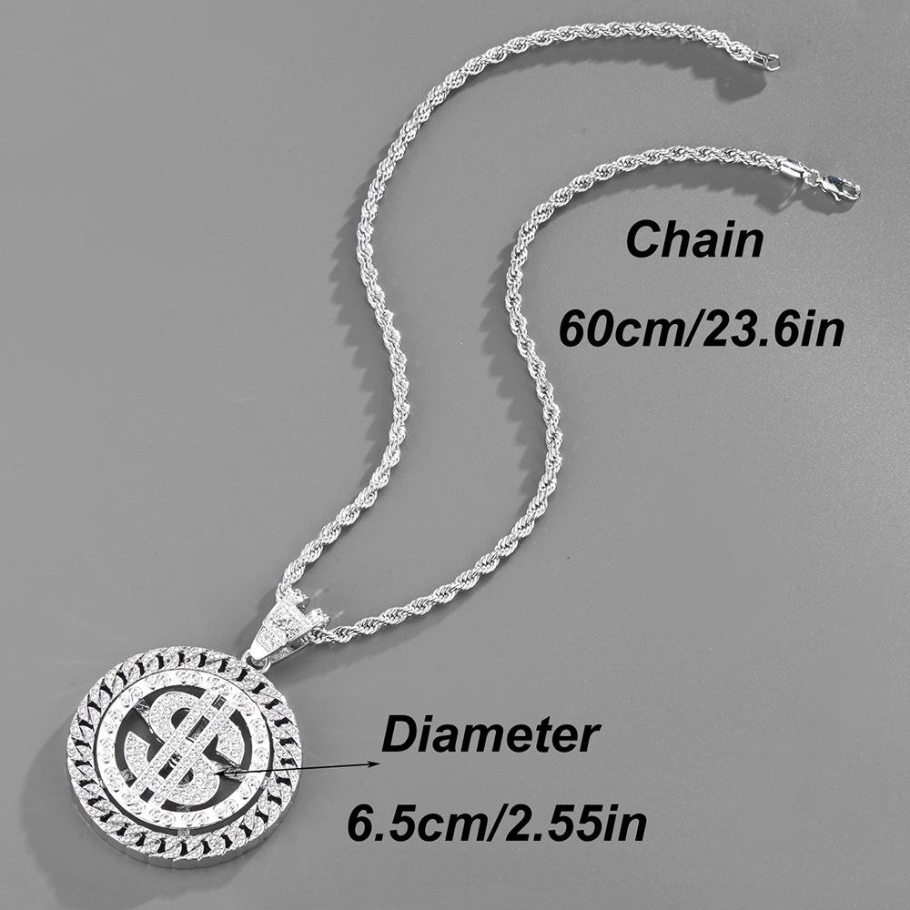Men Gold Color Dollar Sign Necklaces with Cuban Chain Hip Hop Money Dollar Pendant Collar Music punk Party Gifts Jewelry