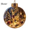 Illuminated Hanging Spheres Lighted Christmas Ornament with Warm LED Lights, Retro Metal Cap Decorative Decor for Tree Transparent Ball Holiday