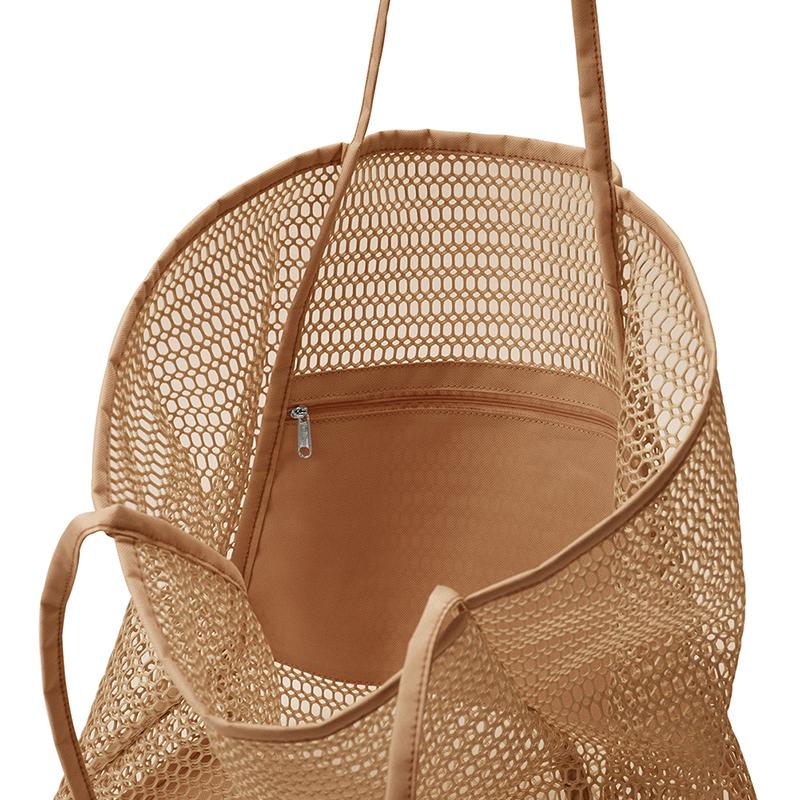 Yogodlns Sommer Große Kapazität Mesh Tote Tasche Für Frauen Einfache Hohl Strand Casual Schulter Tasche