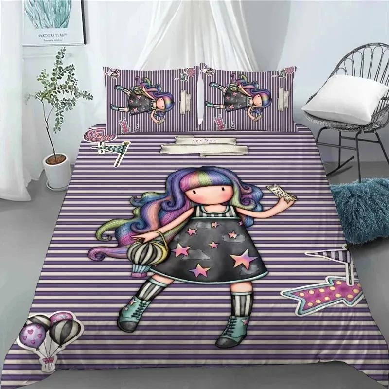 Santoro Gorjus Soft Duvet Cover Set Ful Quen King-Sized Dimensionsd Dimensions Anime Beautiful Girl Beding Set 3D Print Santoro Gorjus Young Girls