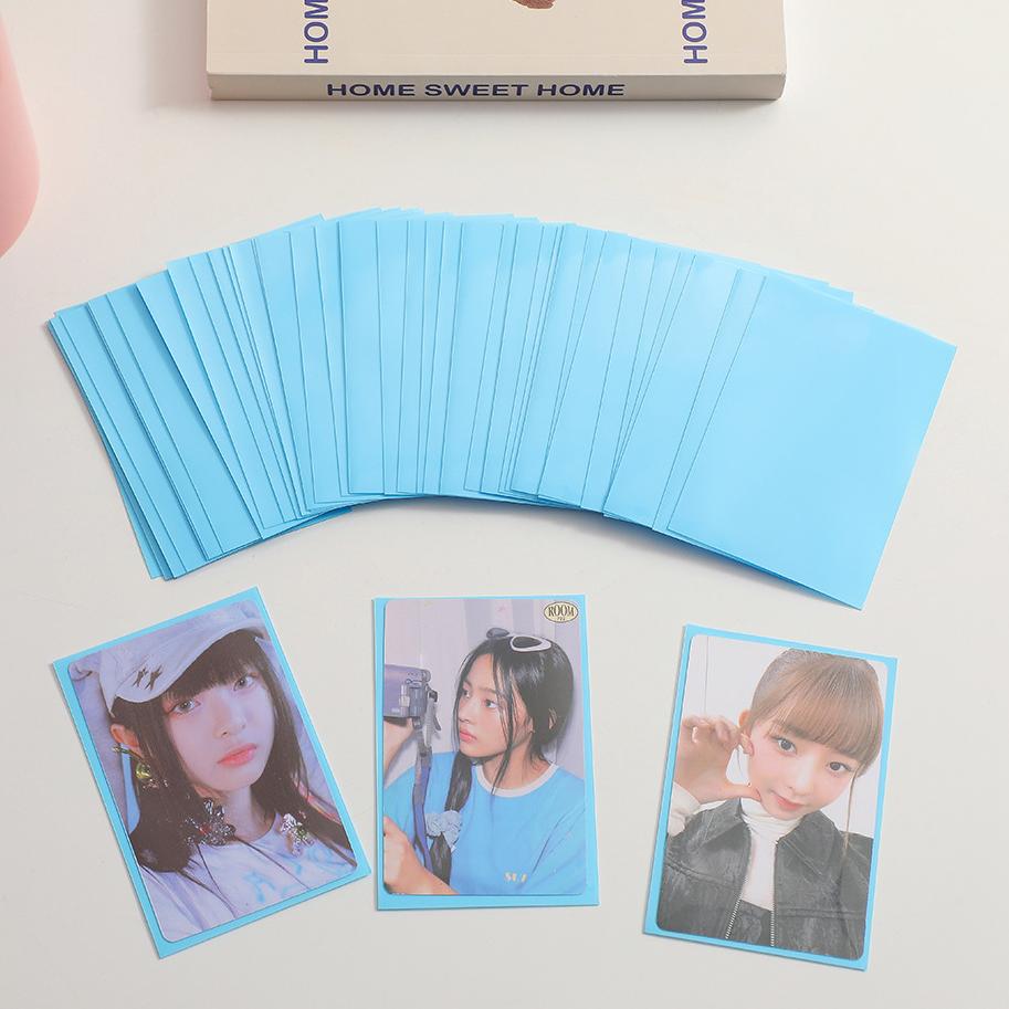 

Ins Hot Candy Color Kpop Toploader Card Sleeves Photocard Storage Bag Idol Photo Cards Protective Case Канцелярские принадлежности 50pcs/pack синий