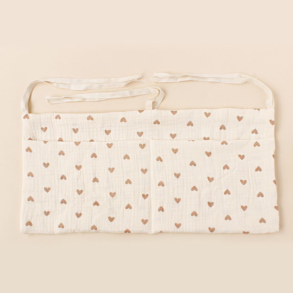 Baby Bedside Storage Bag With Double Pockets Made Of Cotton For Nursery Organization