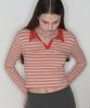 Tteolseutikeulleob Stripe Collar Long Sleeve - Beige