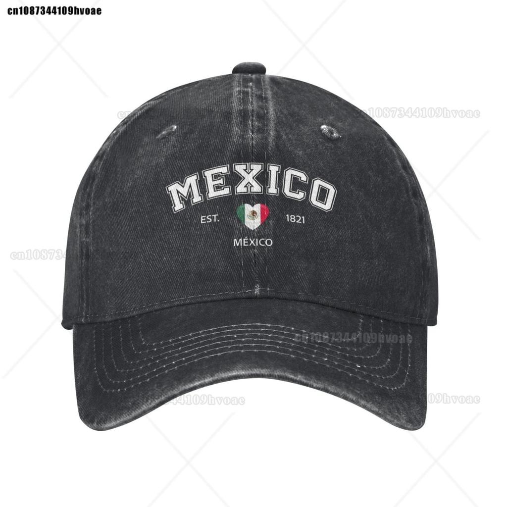 Mexico Flag Caps EST Retro Cowboy Washed Baseball Caps FeUnisex Sport Denim Sunscreen Hats Spring Summer Cap Unisex Trucker Cap