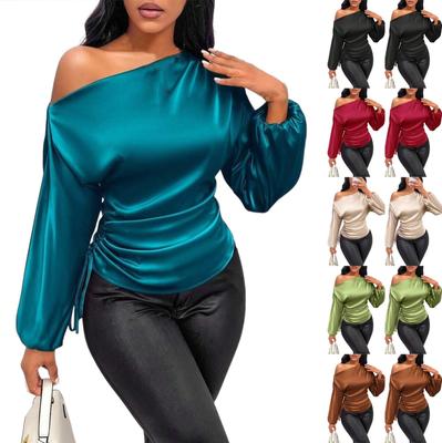 Γυναικείο Ασύμμετρο Τοπ Πουκάμισο με Μακρύ Μανίκι και Κολάρο