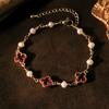 Natürliche Perle Vierblättriges Kleeblatt Wolframperlen Damen Leichter Luxus Elegant All-Match High-End Armband Schmuck