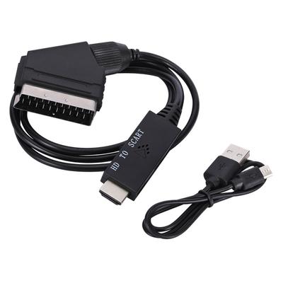 Converter Adapter Plug and Play with USB Power Cable HDMI-Compatible To Scart Converter Cable Low Power Consumption