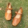 Niche Mori Shallow Mouth Single Shoes 2026 Spring One-word Buckle Flat-soled Women's Shoes Leather Casual Mary Jane Women's Shoes
