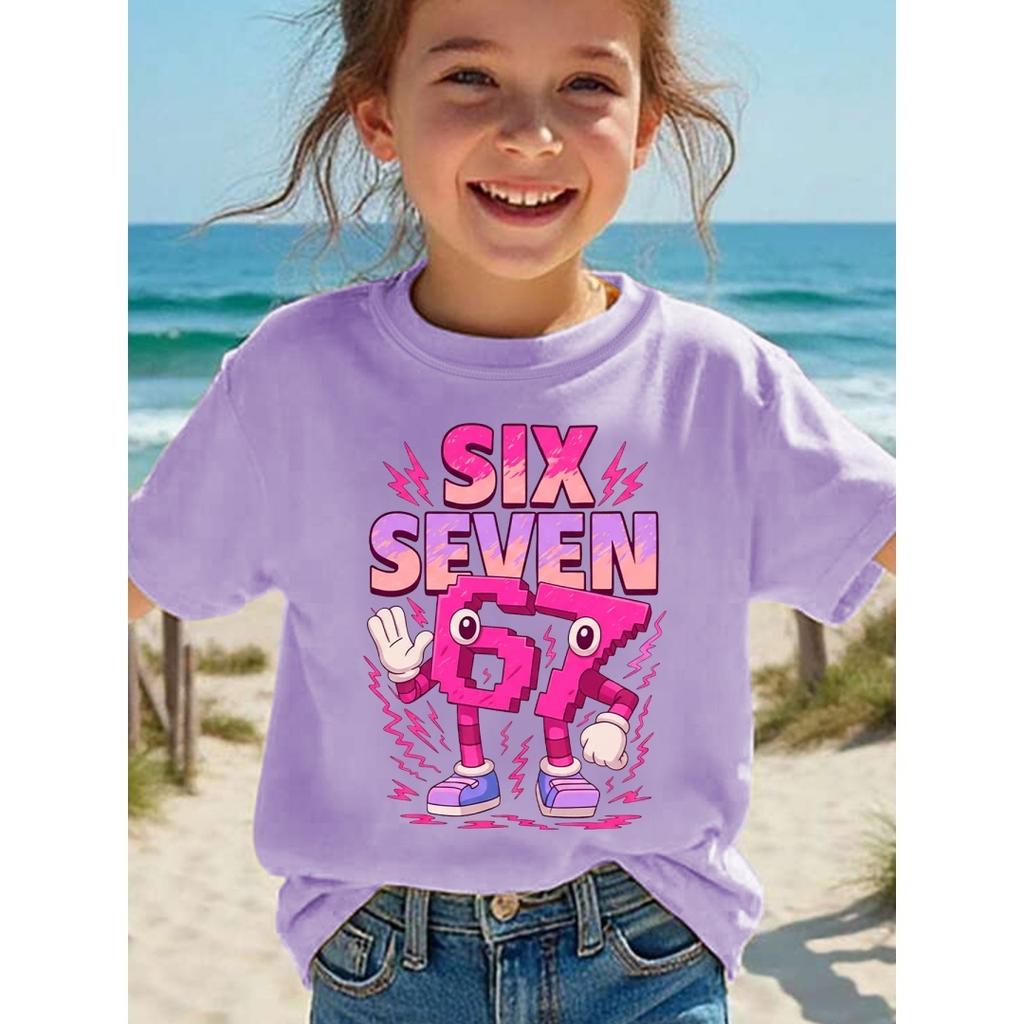 Roztomilá holčička 67 prvků Roztomilý dětský zábavný vzor 3D tištěné dětské oblečení Pohodlné denní dívčí tričko s krátkým rukávem