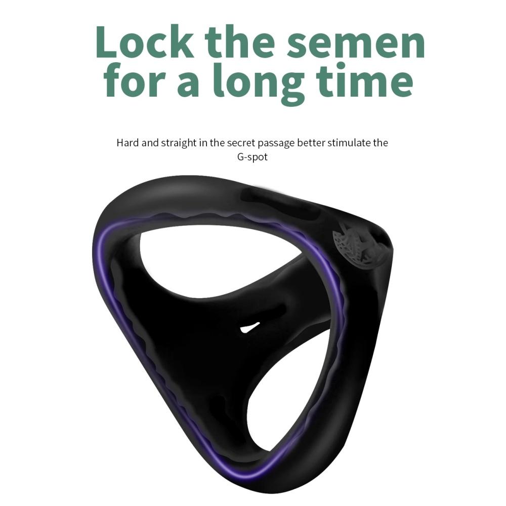 Dicker Penisring aus Silikon mit 3 Löchern, verzögerte Ejakulation, Sexspielzeug, Dick-Vergrößerer, Erwachsenenbedarf für Männer, 18 Hoden, Samensperre