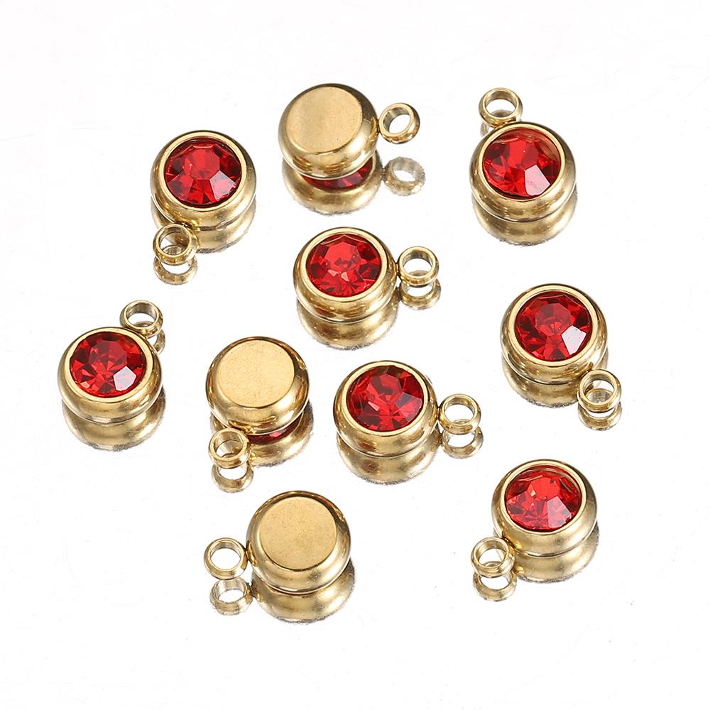 20pcs Stainless Steel Rhinestone Pendants Beads Green Crystal Charms Pendant for Necklace Bracelet Jewelry Making DIY Wholesale