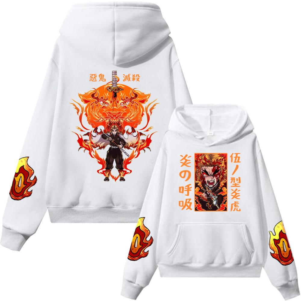 Kimetsu No Yaiba Sweat à Capuche En Coton Demon Slayer Anime Unisexe Grande Taille Coupe Ample Doublure Polaire Sweat à La Mode Nouveau