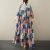 Short Sleeve Plus Size Cotton Vintage Floral New In Dresses for Women Casual Loose Long Summer Dress