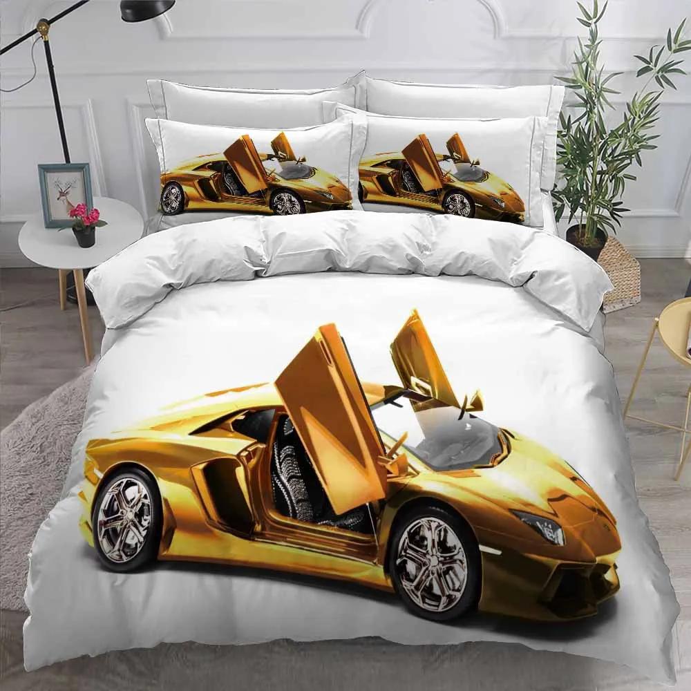 

Пододеяльник 200x200 Комплекты постельного белья 3D-принт Крутая машина Комплект пододеяльника для мальчика Двуспальное постельное белье Dekbedovertrek 228x228 EU single(135x200cm)