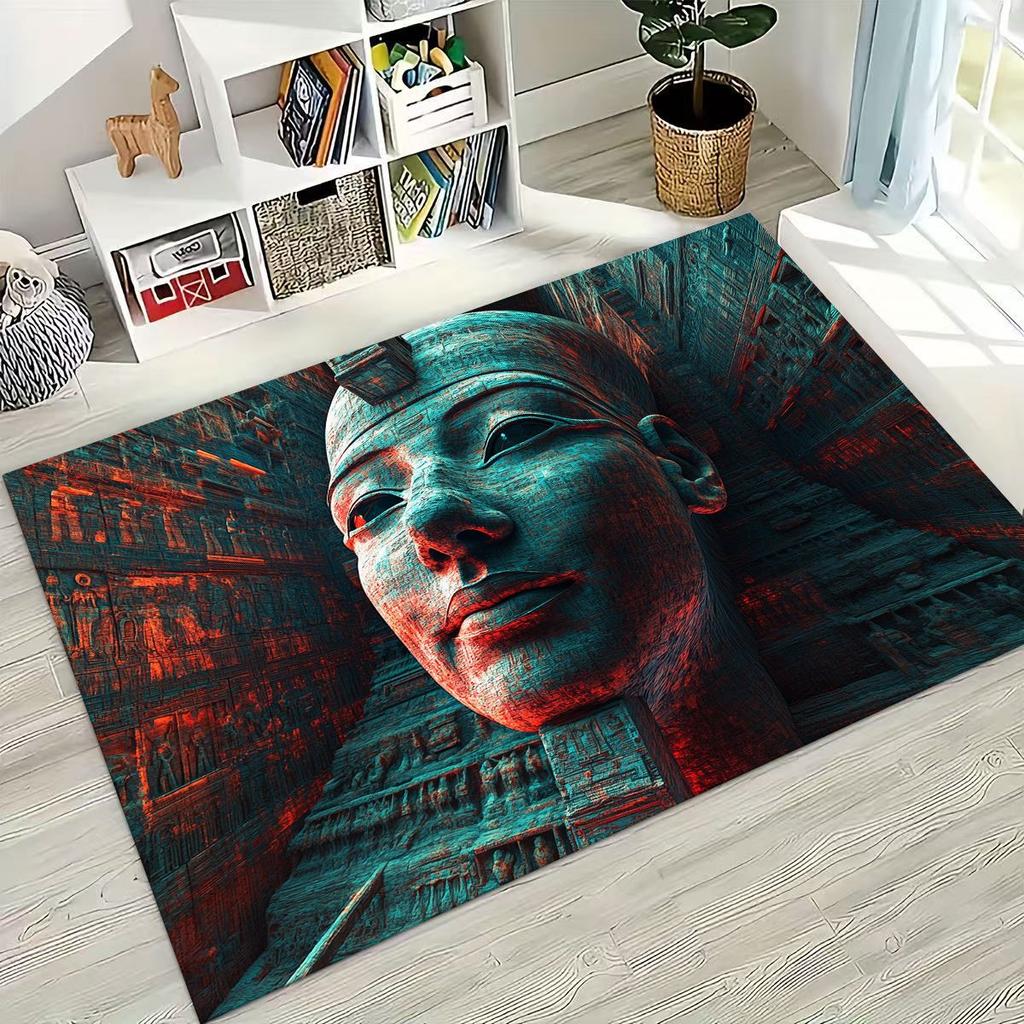 Ancient Egyptian God Dead Anubis Pharaoh Tutankhamun Mask Rug Carpet for Bedroom Living Room Sofa Doormat Decor,Non-slip Mat