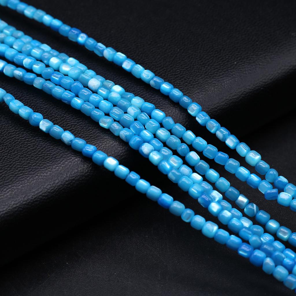 1Strand Natural Freshwater Shell Beads 3.5×3.5mm,Square Coloured Shell Loose Spacer Beads for Jewelry Making DIY Bracelet Accessories Beading 38cm