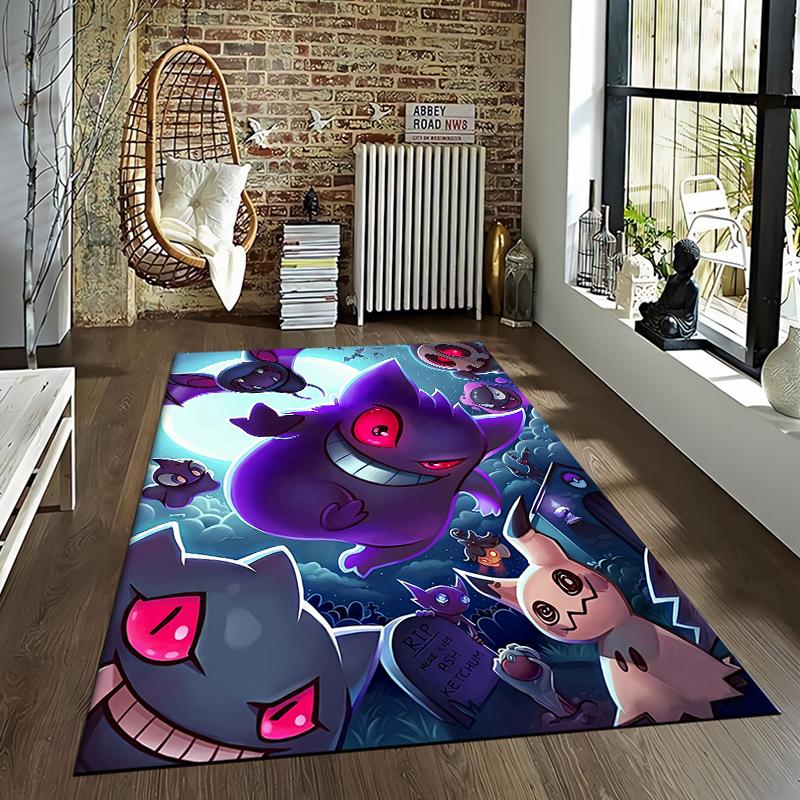 Pokemen Gengar Cartoon Pattern Living Room Bedroom Carpet Bedside Floor Mat 15 Sizes Kid's Room Cloakroom Play Mat Area Rug Gift