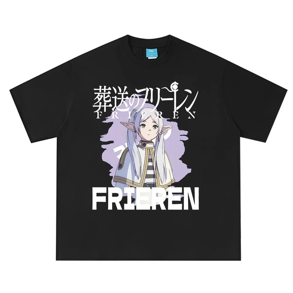 

Anime Frieren_ Beyond Journey s End Frieren Graphic Print T-shirt Men Women Clothing Fashion Short Sleeve Cotton Summer T-shirts S чёрный