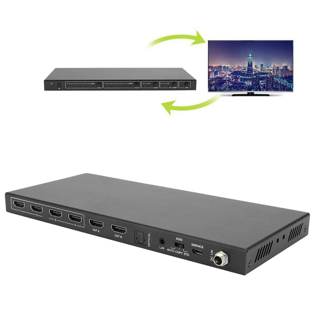 4x2 HDMI 2.0 Matrix Switcher with o ExtractorScaleARCEDID Function