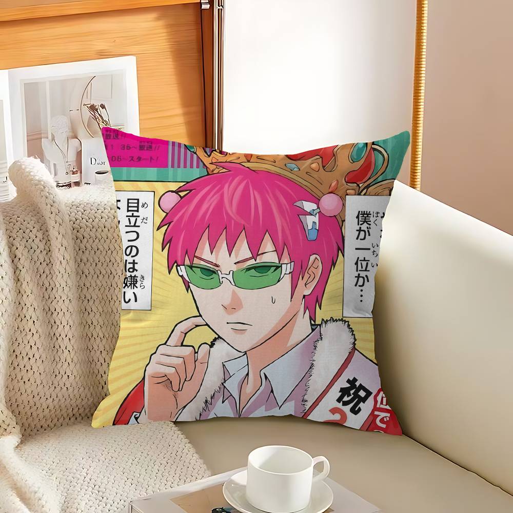 Popular Japanese Anime Saiki Kusuo Cushion Cover Polyester Sofa Cushions Decorative Throw Pillows Home Decoration Pillowcover