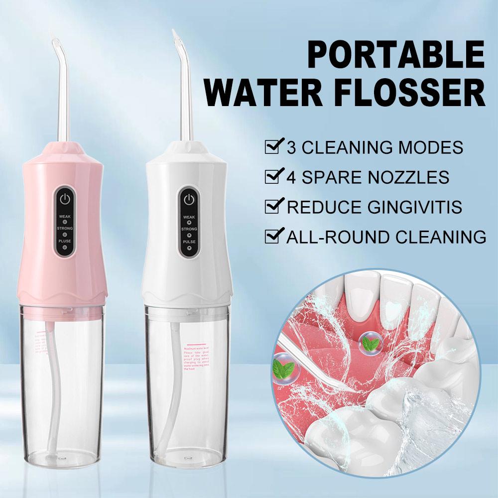USB Rechargeable Oral Irrigator Portable Pulse Technology Water Flosser Electric 4 Nozzles Teeth Cleaner Travel Home Use