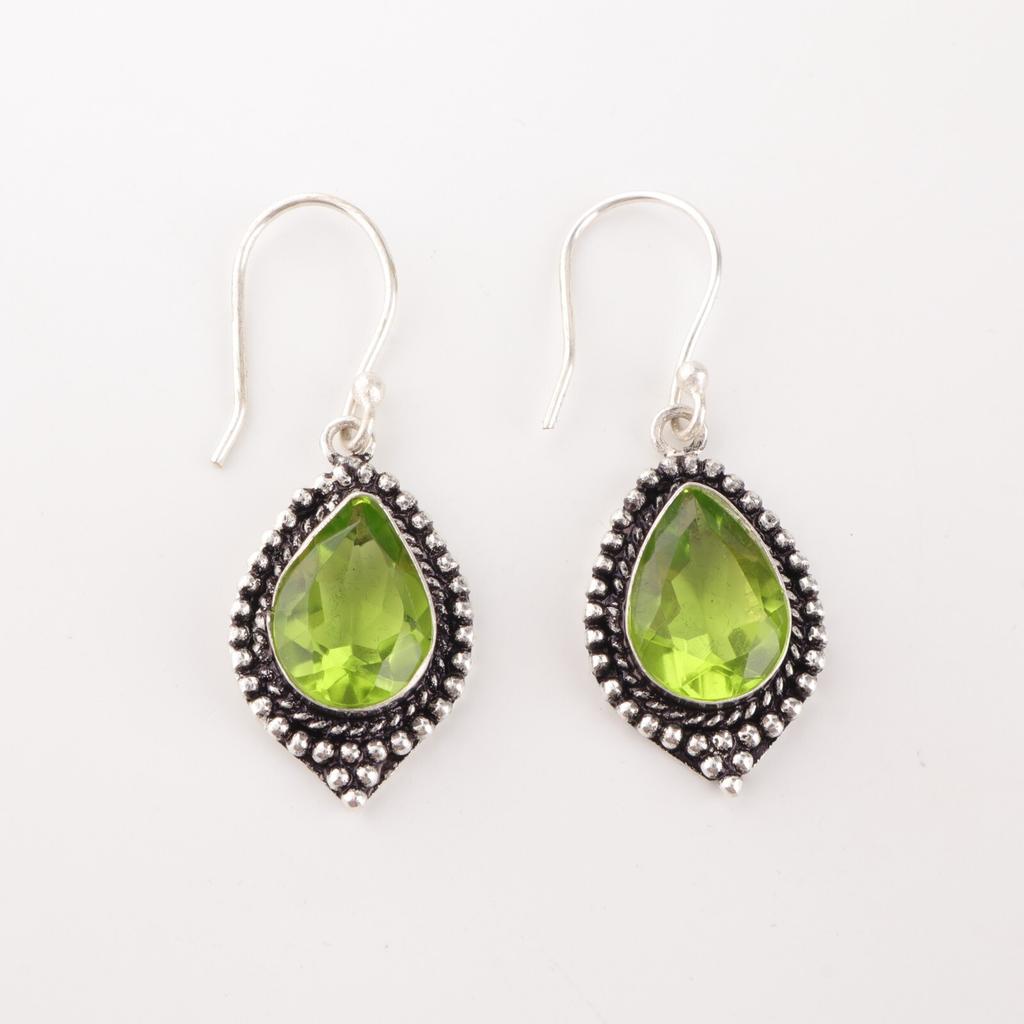Peridot Gemstone Earrings 925 Sterling Silver Handmade Jewelry Christmas Gift EE-164-4