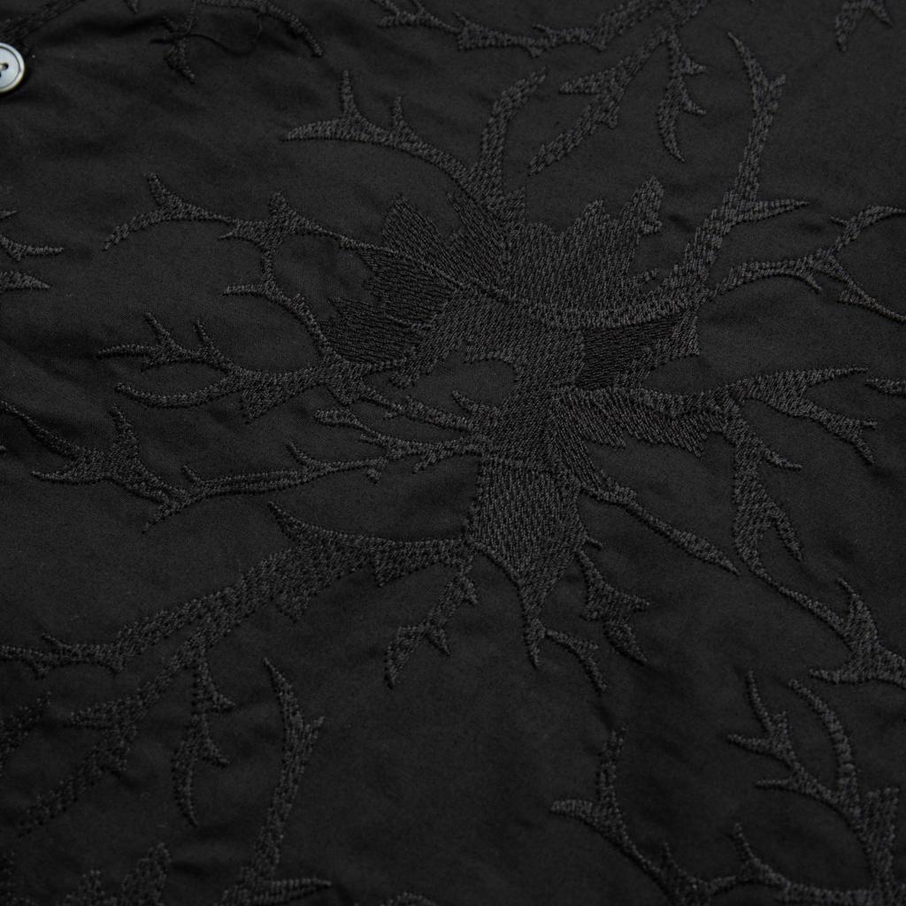 Emporio Armani Ss24 Dark Pattern Printed Square Neck Single-Breasted Short Sleeve Shirt Men Shirts Black 3D1CG3-1NQMZ-0999