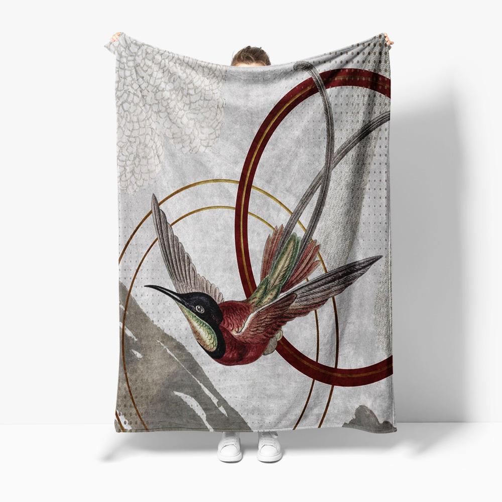 

Flamingo Hummingbird Blanket Exotic Bird Print Throw Decorative Wall Art Blanket Gift for Women Home Decor 75x100cm