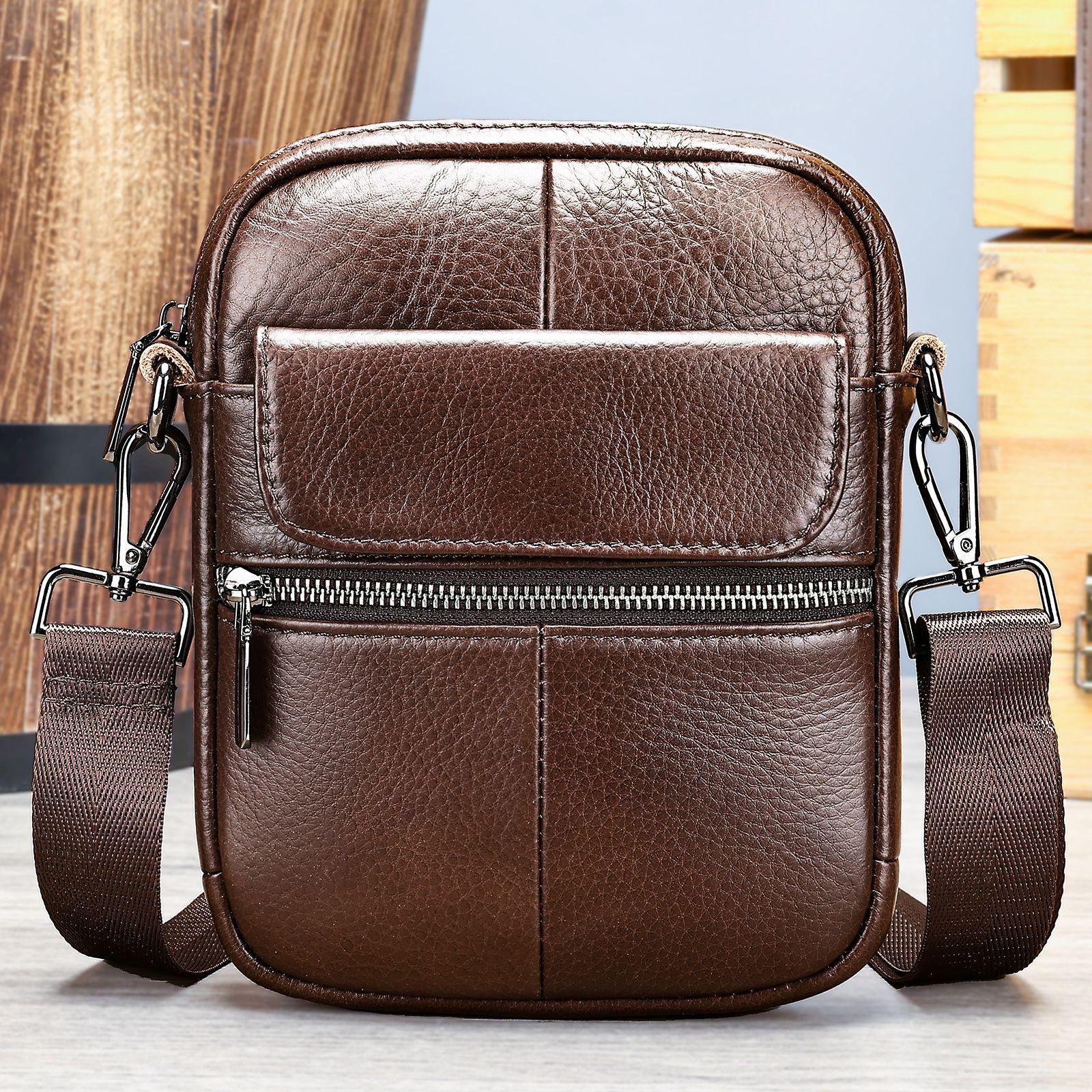 

Мужские сумки через плечо из натуральной кожи, высококачественные модные деловые сумки-мессенджеры из кожи кофейный