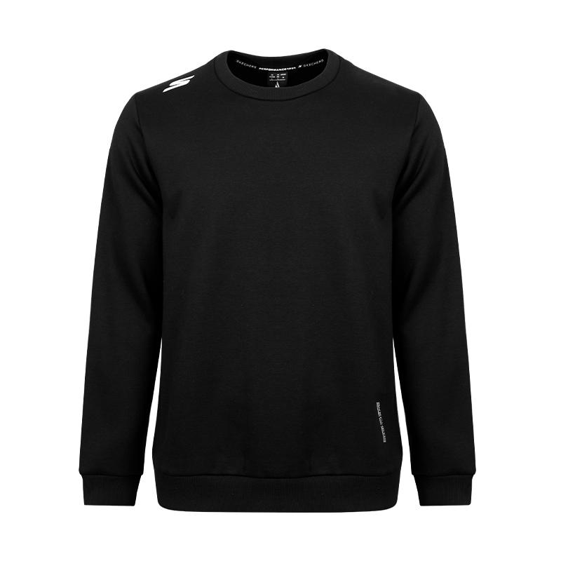 Skechers Autumn And Winter Fleece Warm Long Sleeve Versatile Pullover Sports Base Shirt Sweatshirt Men sweatshirt Carbon-Black P425M233-0018 S