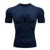 Men's Compression Fitness Sports T-Shirt, Horror Scary Skeleton Bat Pattern Quick Dry Breathable Active Shirt for Workout Running Gym Training