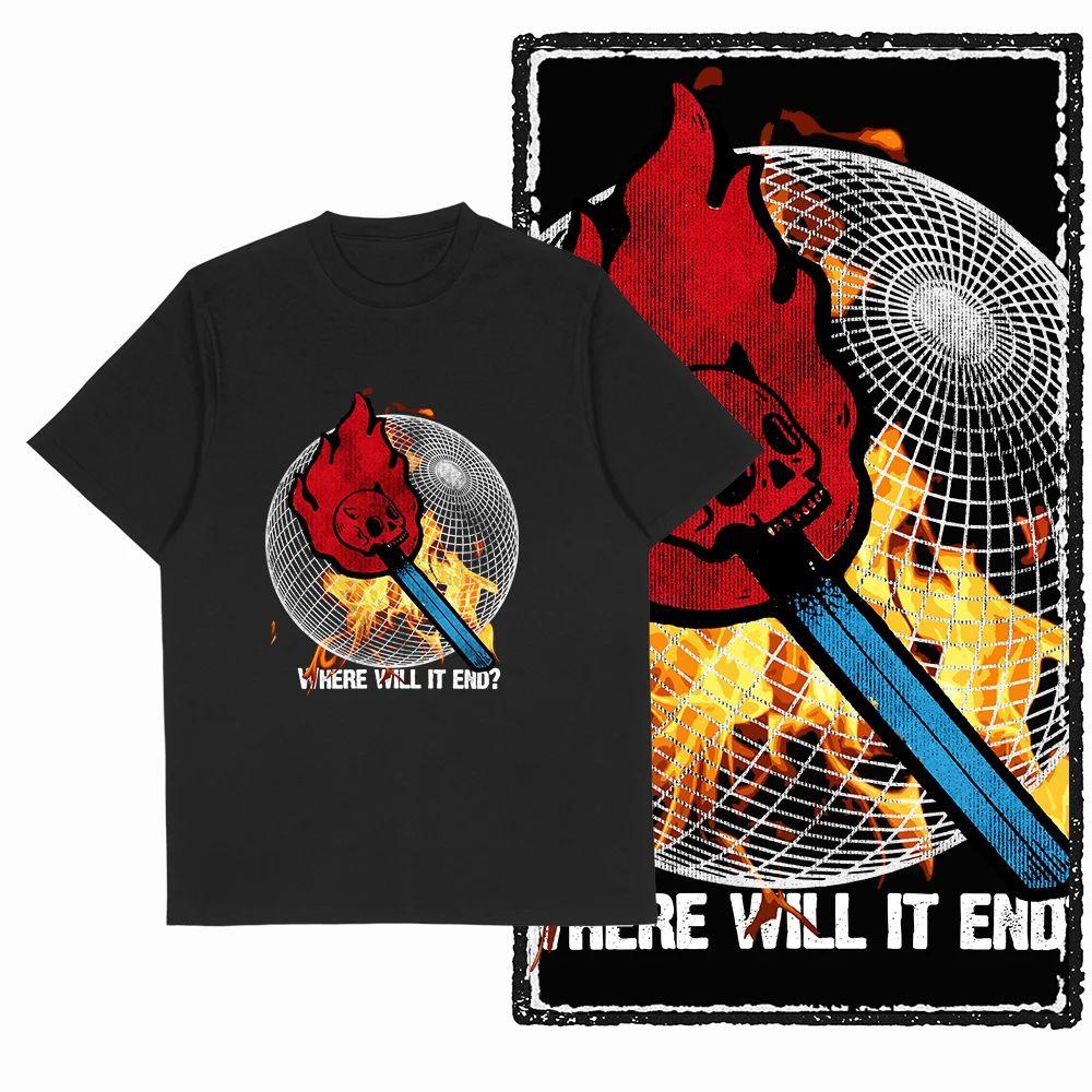 Hip Hop Y2K Top Simple Fashion Print Short Sleeve Street Wear Casual Loose T-shirt O Collar Retro T-shirt Top Unisex