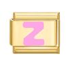 Vintage Y2K Pink 26 English Letters Gold Color Italian Charm Links Fit 9MM Bracelet Stainless Steel Making DIY Christmas Gifts