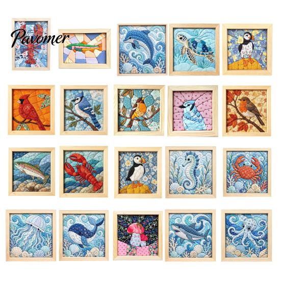 Kein Nähen Quilt Kunst No-Sew Japanisches Stoff-Set, DIY Mosaik-Sets für Erwachsene Anfänger, Gestepptes Wand-Handarbeitsprojekt Handwerk mit Rahmen & Werkzeugen, Sets, Geschenke