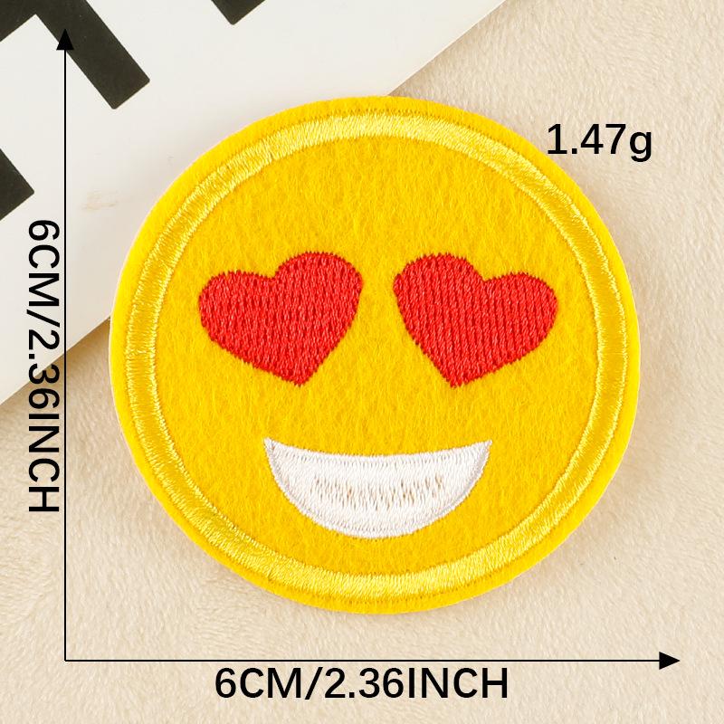 Patch Bordado de Rosto Sorridente de Desenho Animado para Chapéus, Bolsas e Roupas