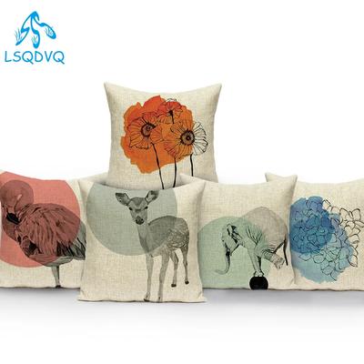 Decorative Throw Pillows Case Animals Owl Cat Deer Plant Flowers Polyester Sofa Home Home Decor Cushion Cover