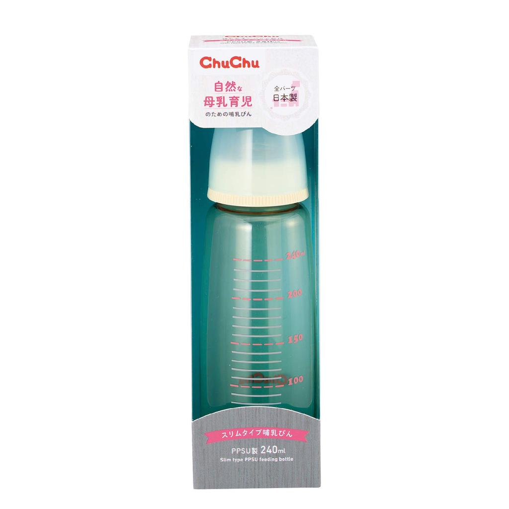 ChuChu PPSU ChuChu Slim Type PPSU Baby Bottle 240mL Need To Increase Nipple Size from 0 Years Old To 0 Months and Up 240ml [Plastic 240mL] [No